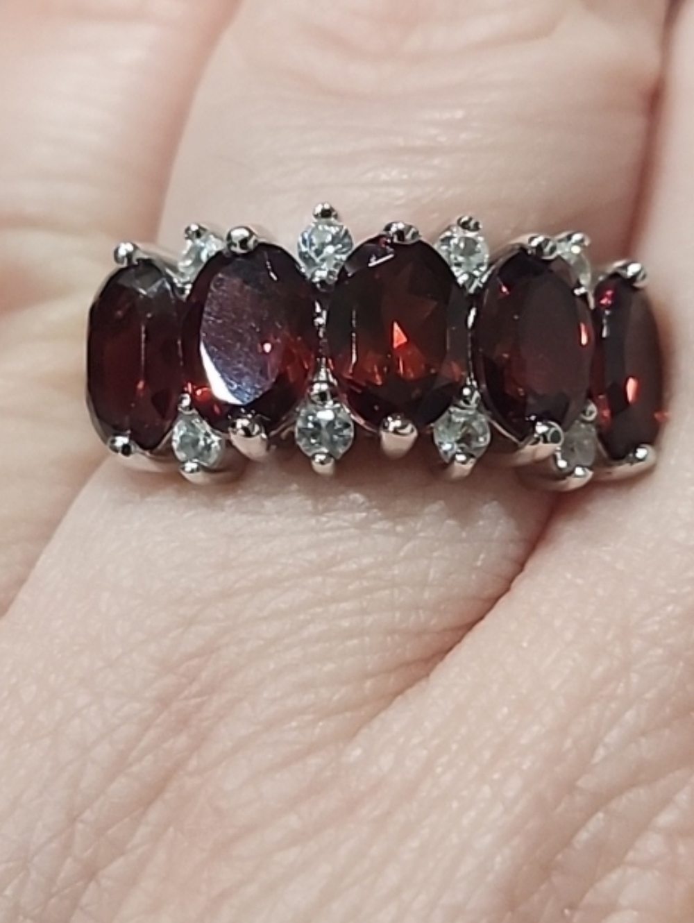NWT JTV Sterling Silver 4.9 CTW Oval Garnets Ring Size 5